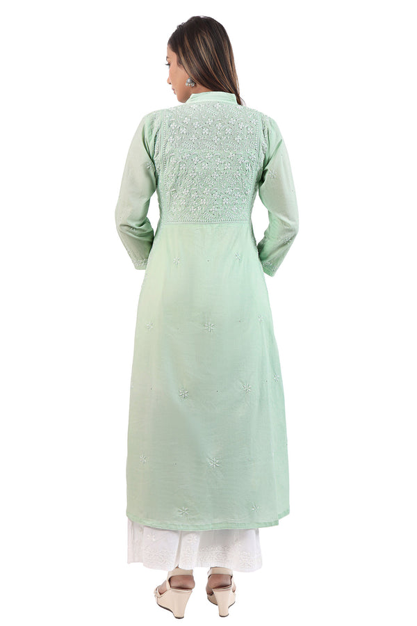 MINT GREEN FLARED CHIKANKARI KURTA