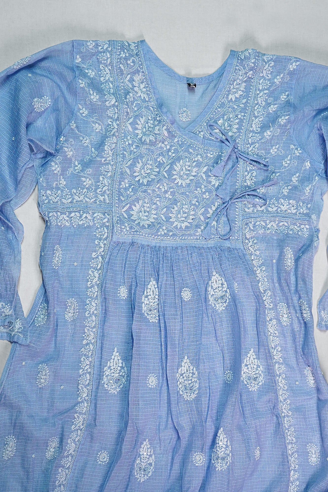 WACA Sheher-e-Aasmaani Neel - Silk Kota Doria Angarkha