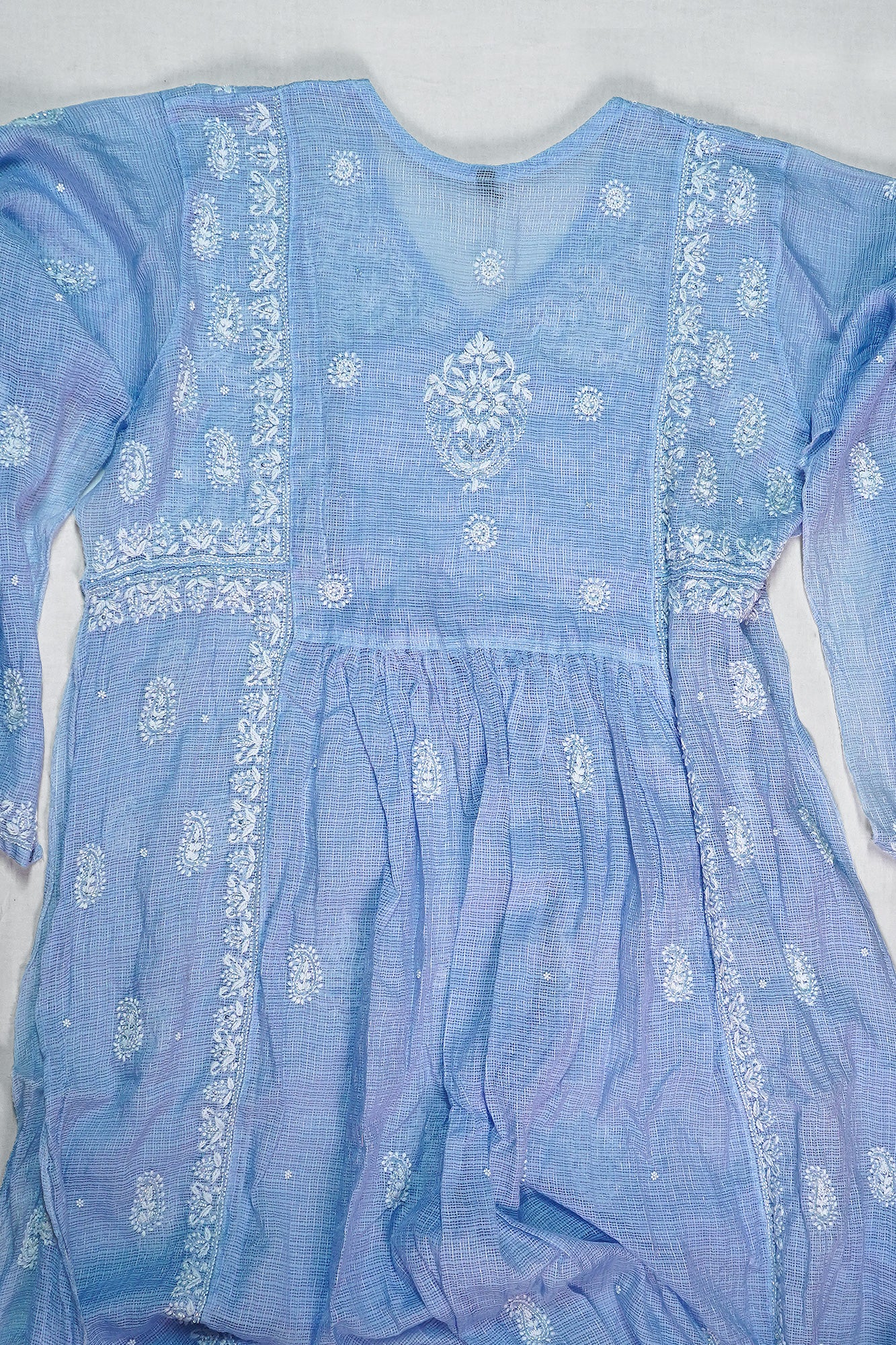 WACA Sheher-e-Aasmaani Neel - Silk Kota Doria Angarkha