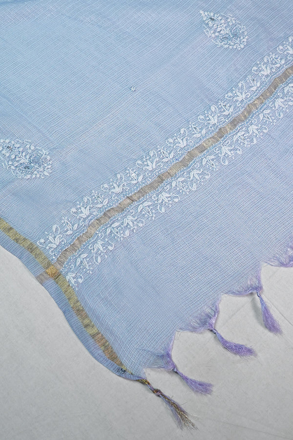 WACA Sheher-e-Aasmaani Neel - Silk Kota Doria Angarkha