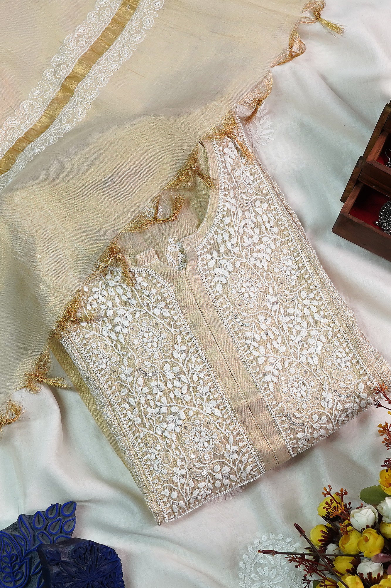 WACA Noor-e-Zar Lucknawi - Tissue Kurta Dupatta