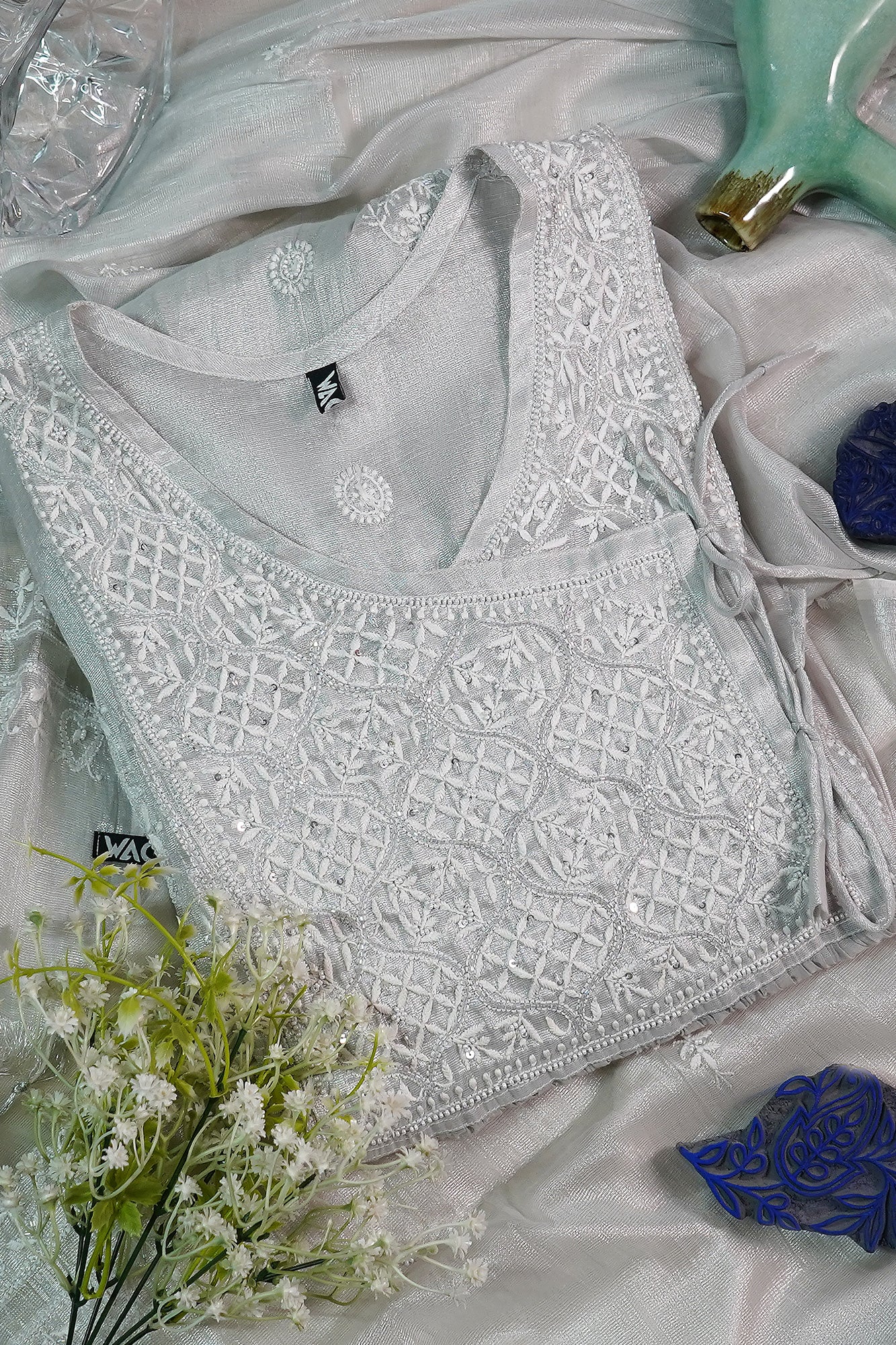 WACA Sheher-e-Silver Noor - Tissue Angarkha