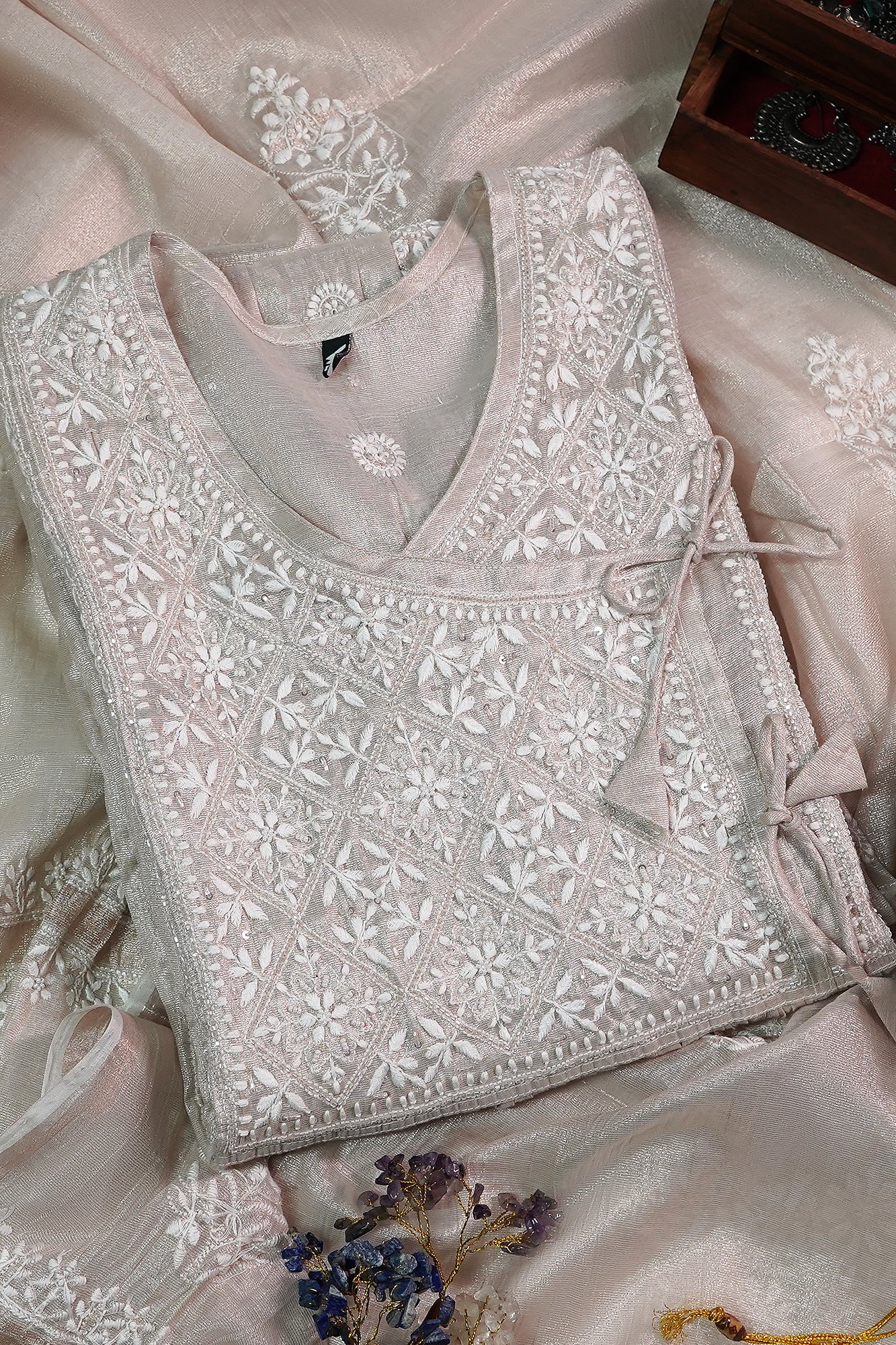 WACA Gul-e-Rose Gold - Tissue Angarkha