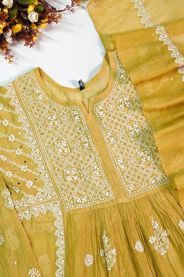 WACA Zard Aafreen - Mul Chanderi Kurta