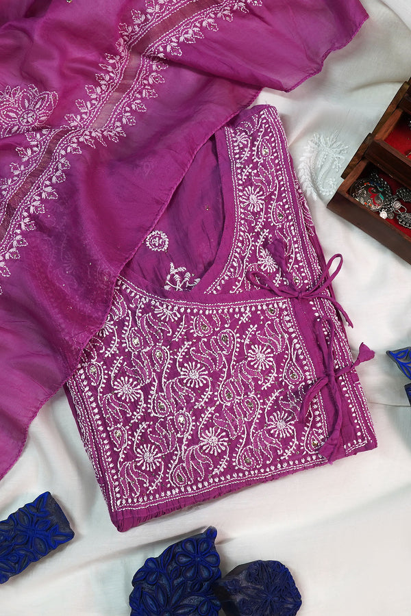 WACA Begum Rani - Pure Mul Chanderi Angarkha Set
