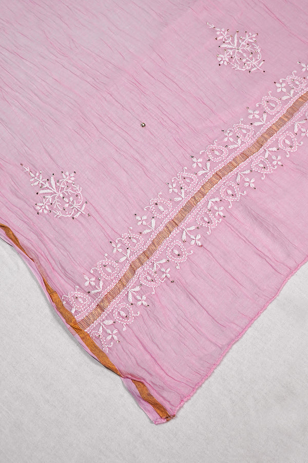 WACA Lucknawi Gulabi Noor - Mul Chanderi Kurta