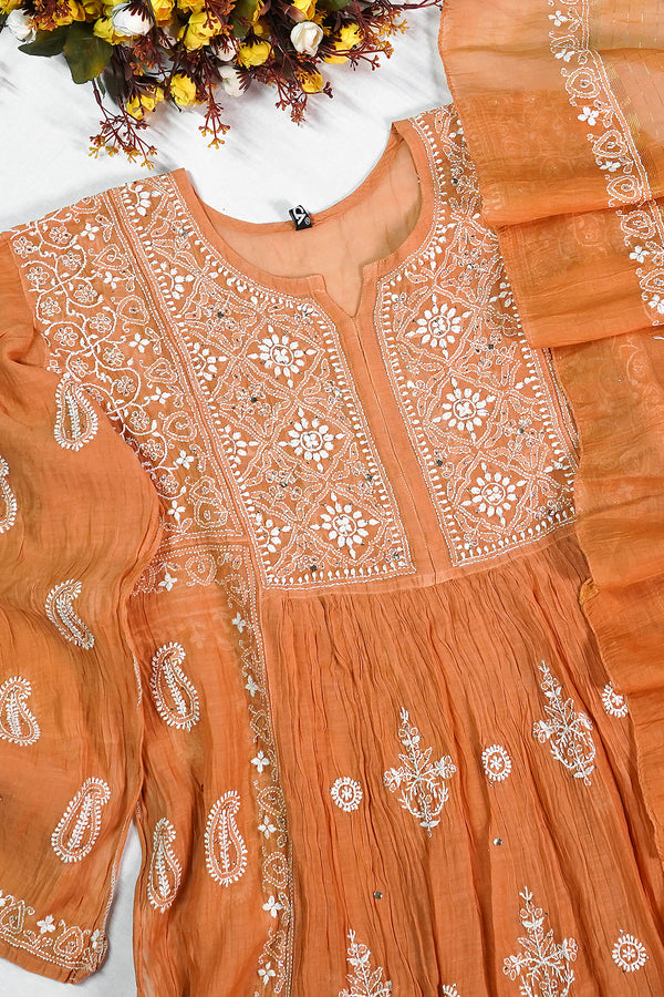 WACA Lucknawi Kesariya Noor - Mul Chanderi Kurta