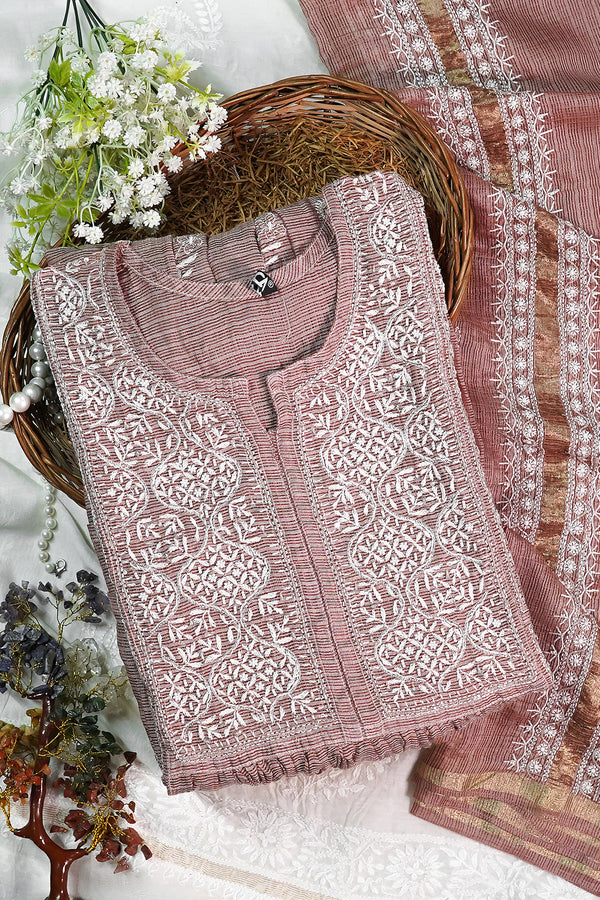WACA Dusty Rose - Silk Kota Doria Kurta