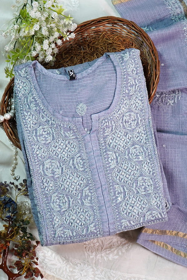 WACA Periwinkle Noor - Silk Kota Doria Kurta