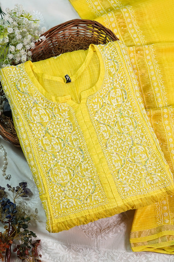 WACA Basanti Noor - Silk Kota Doria Kurta