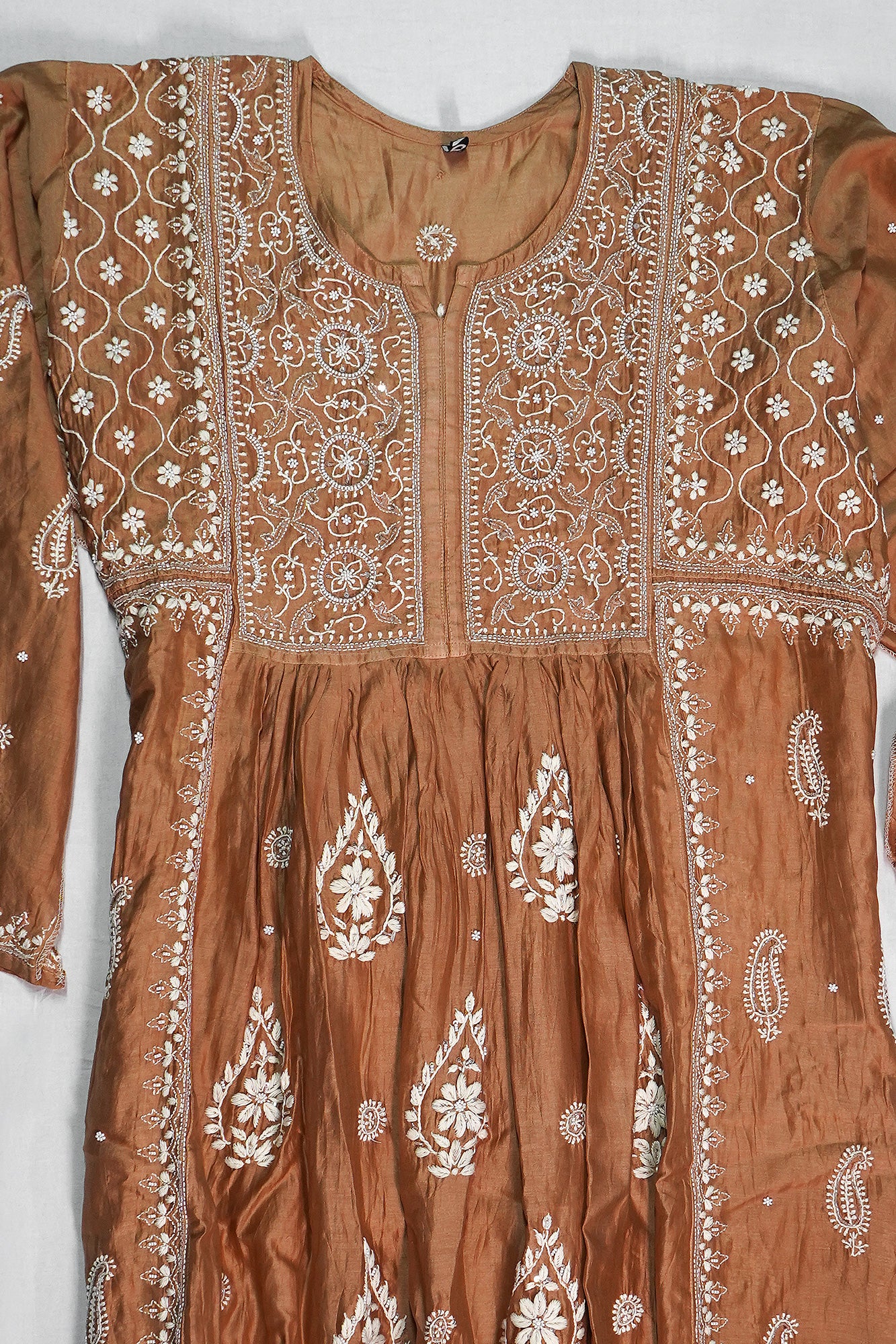 WACA Zard Beige Noor - Pure Chanderi Silk