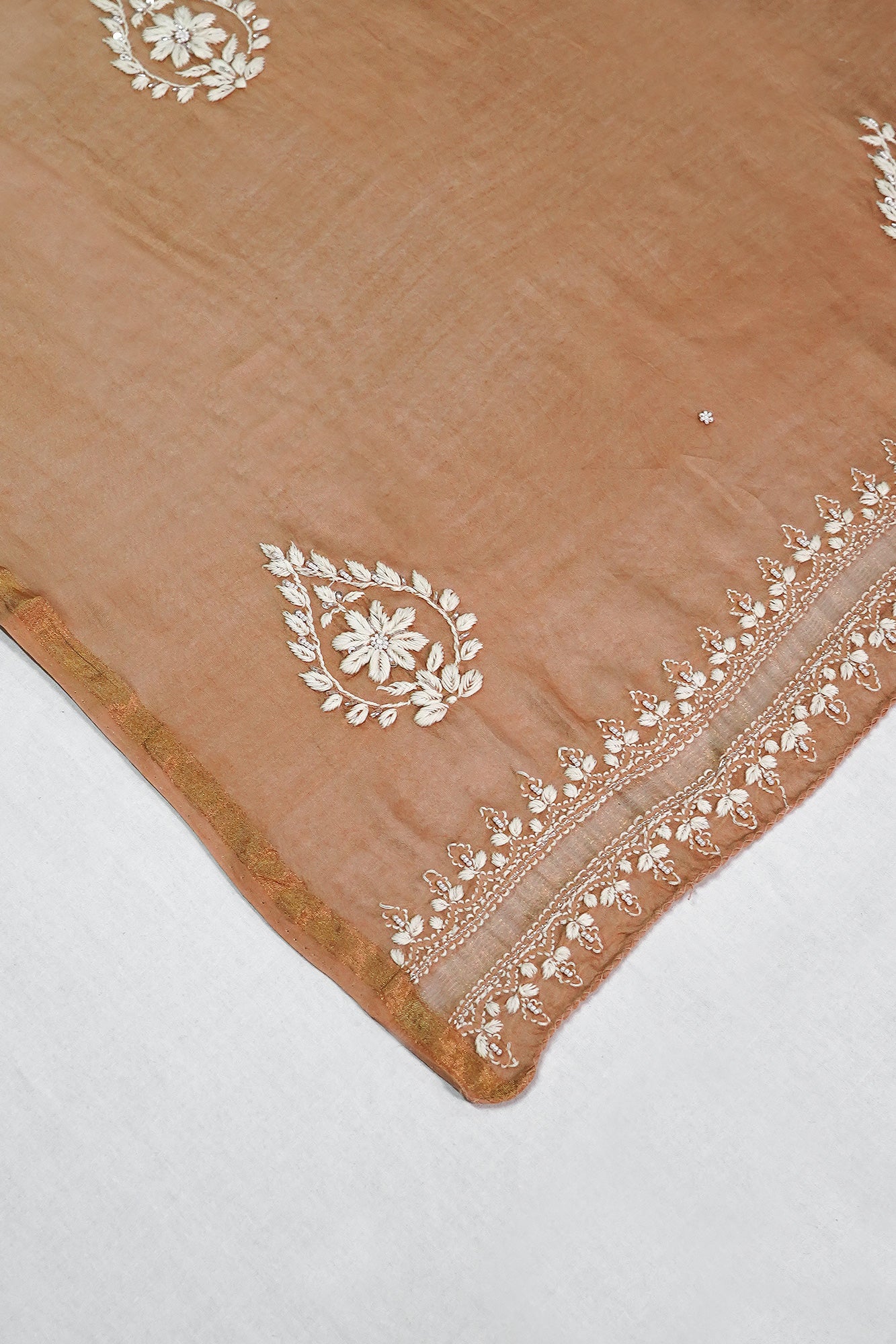 WACA Zard Beige Noor - Pure Chanderi Silk