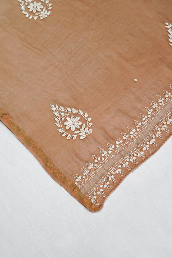 WACA Zard Beige Noor - Pure Chanderi Silk
