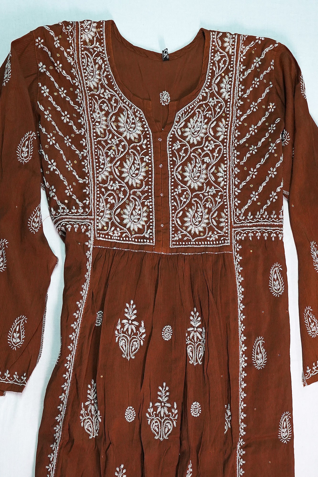WACA Lucknawi Zaffran Rust Elegance - Maheshwari Kurta