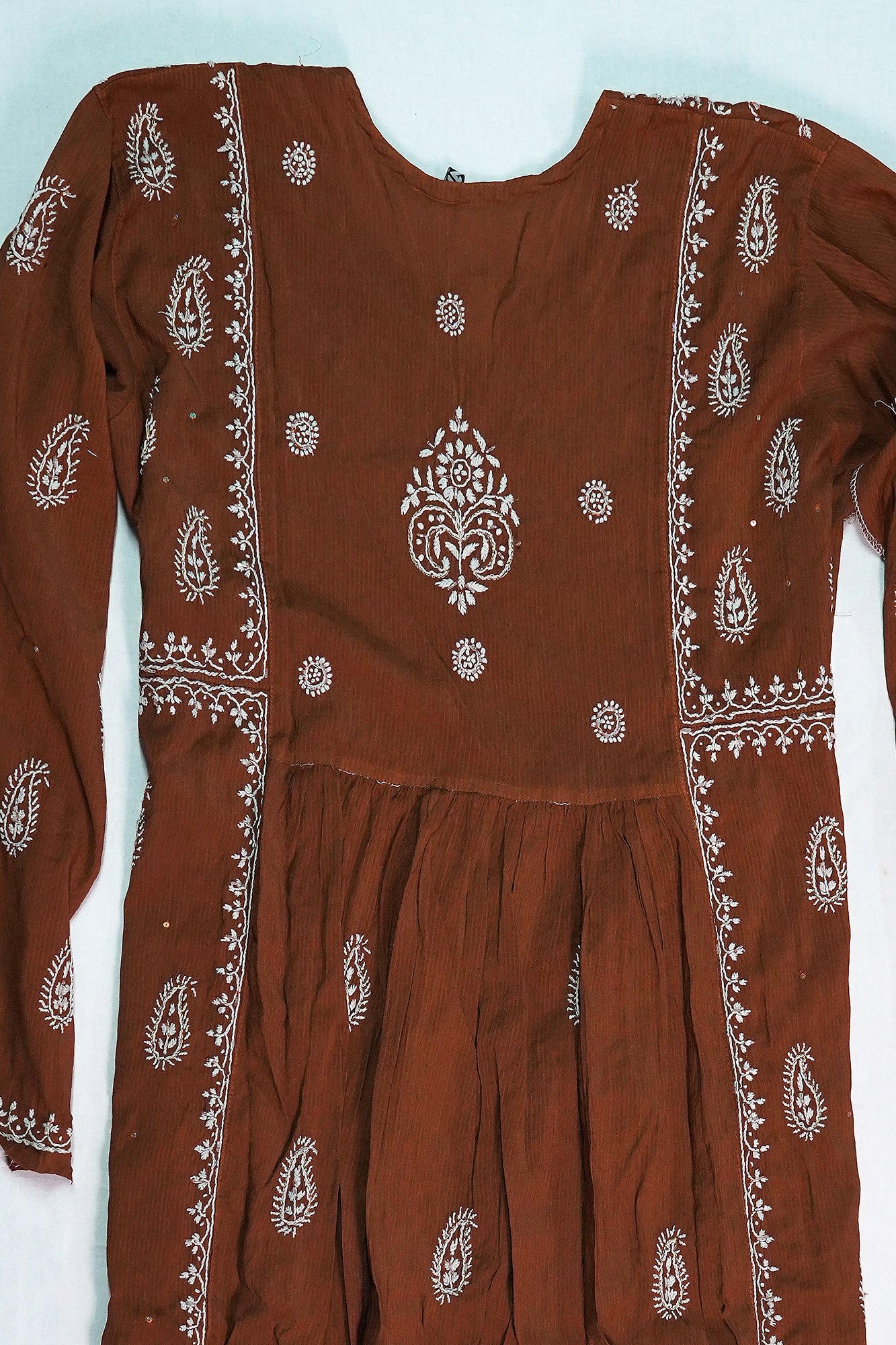 WACA Lucknawi Zaffran Rust Elegance - Maheshwari Kurta