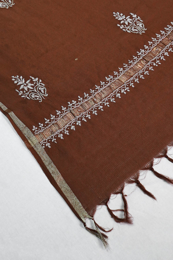 WACA Lucknawi Zaffran Rust Elegance - Maheshwari Kurta