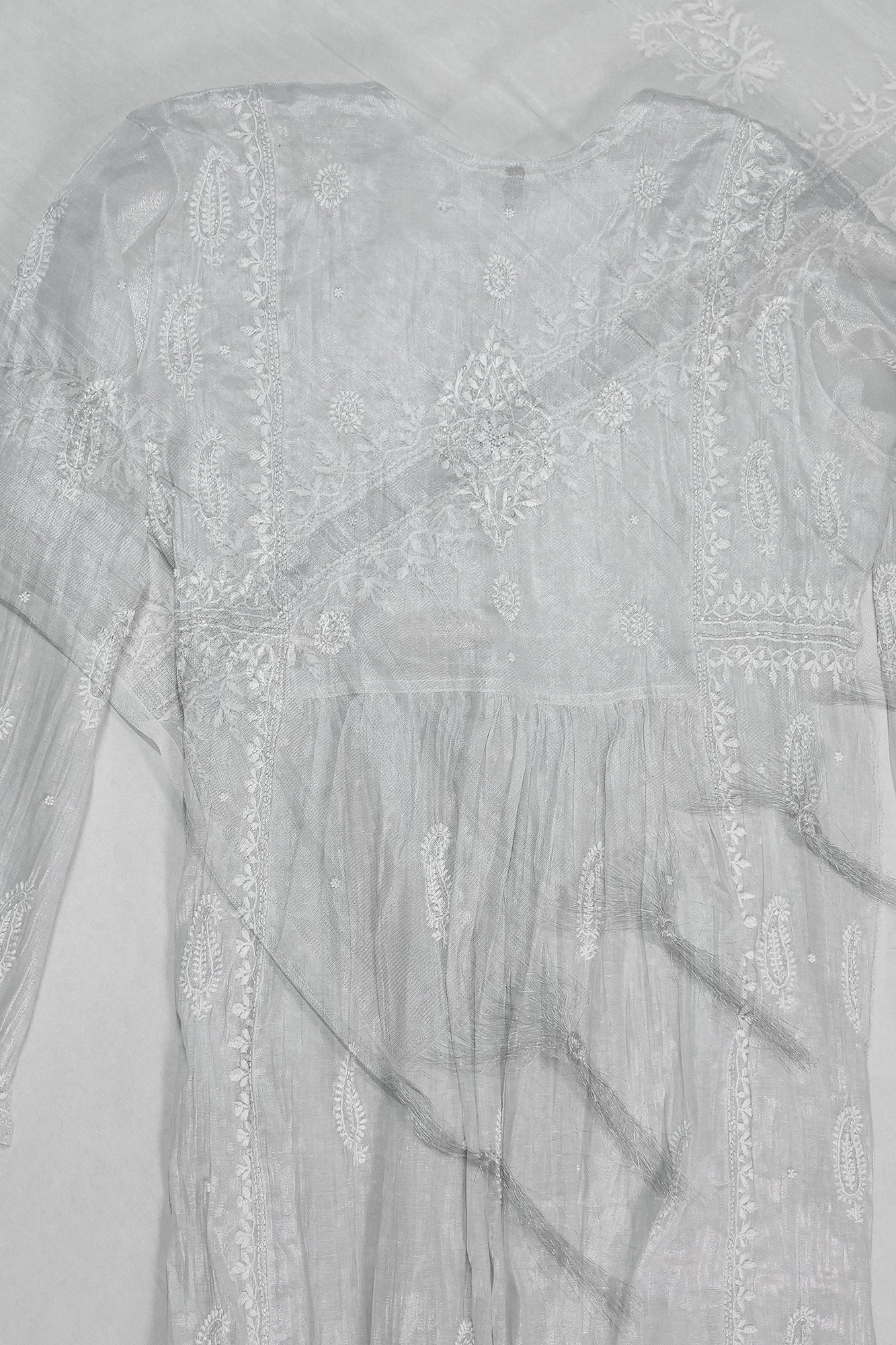 WACA Lucknawi Chaandni Silver - Tissue Kurta