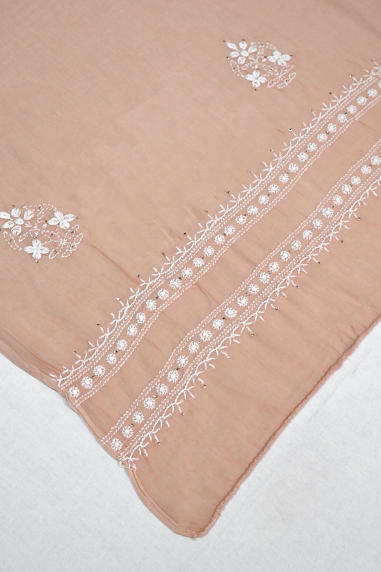WACA Gulnaar Peach-e-Lucknow Pure Mul Cotton Angarkha Set