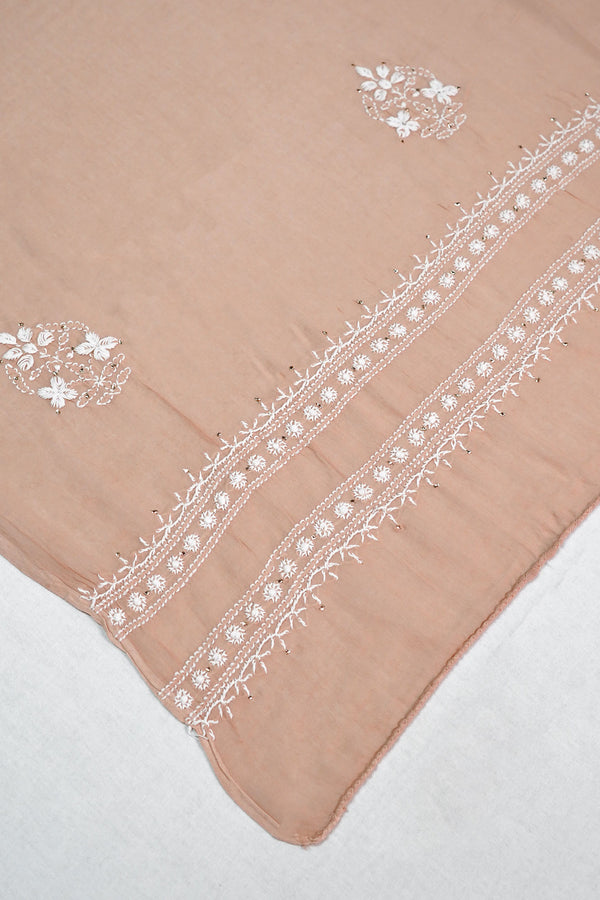 WACA Gulnaar Peach-e-Lucknow Pure Mul Cotton Angarkha Set