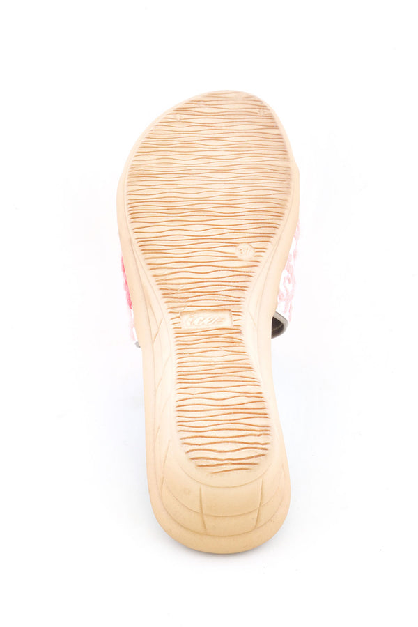 PEACH AND GOLD CHIKANKARI HEELS