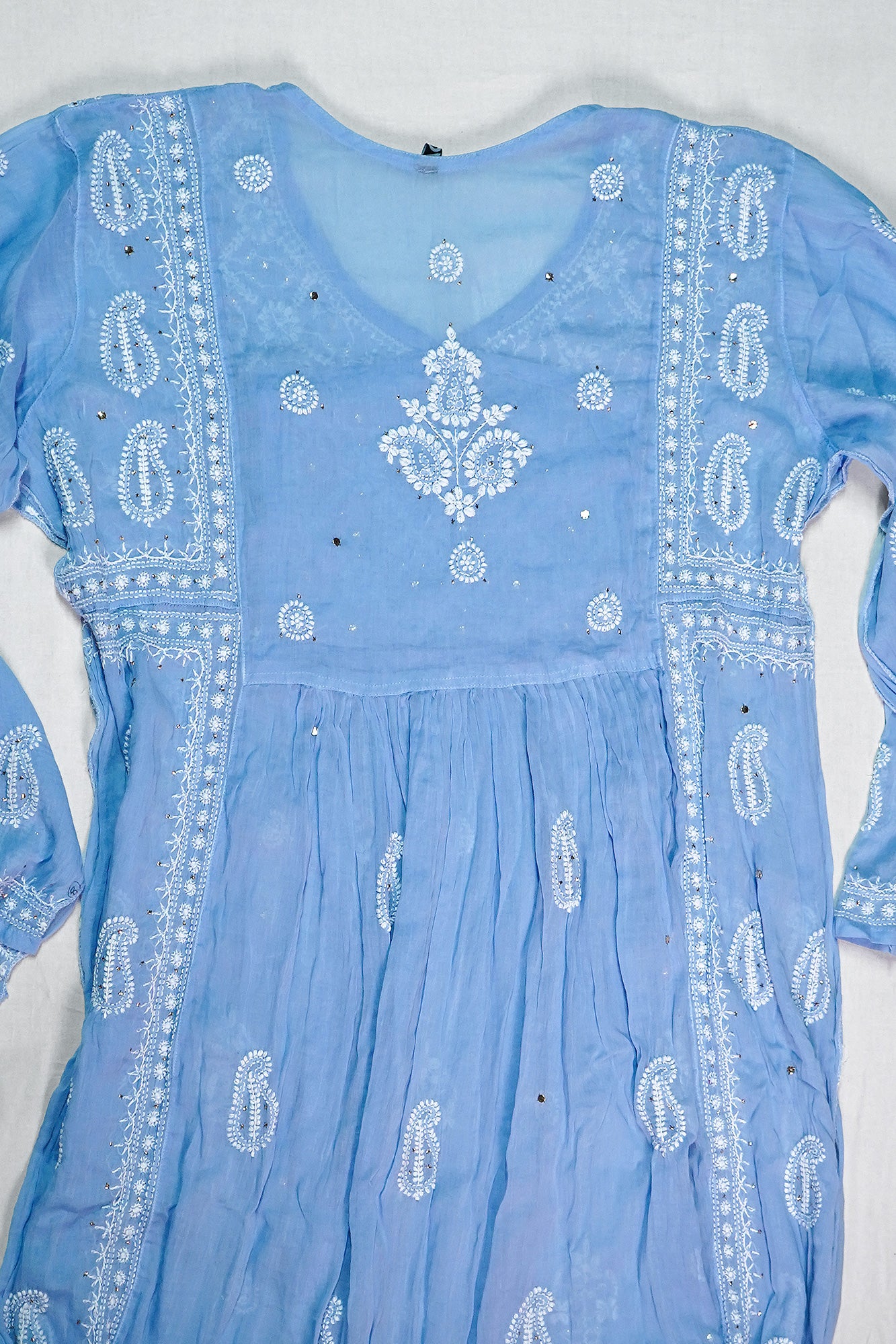 WACA Aasmani Neel - Pure Mul Cotton Angarkha Set