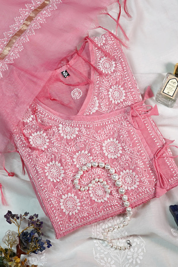 WACA Gulabi Adaa - Linen Angarkha Set