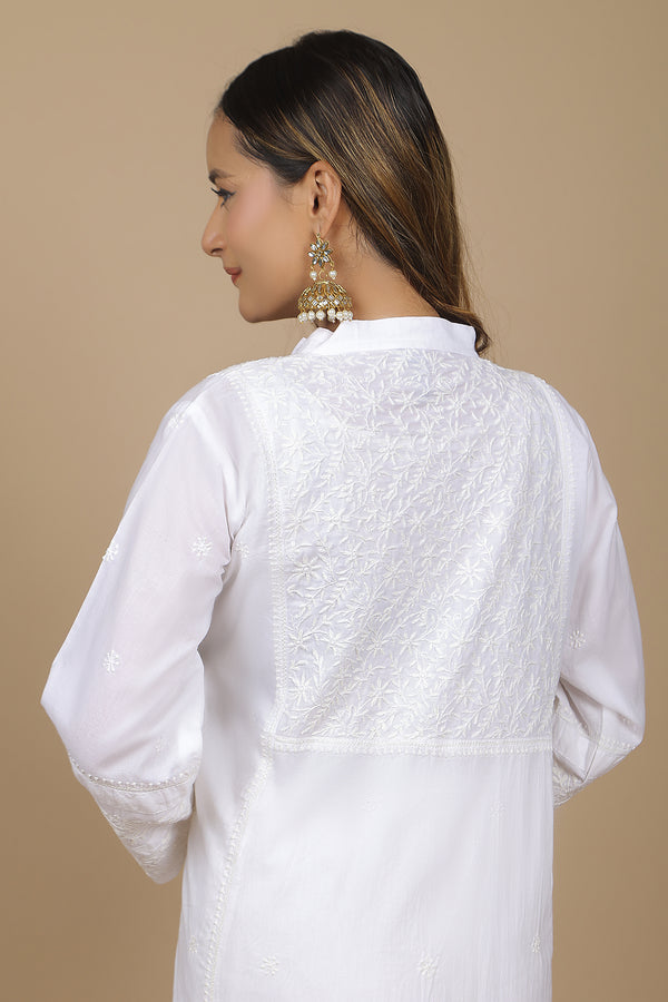 Pure Cotton Chikankari Kurta in White