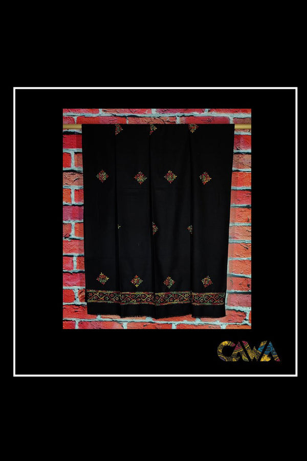 BLACK WOOLLEN SHAWL WITH CHIKANKARI