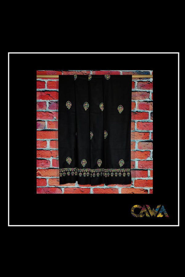 BLACK WOOLLEN SHAWL WITH CHIKANKARI