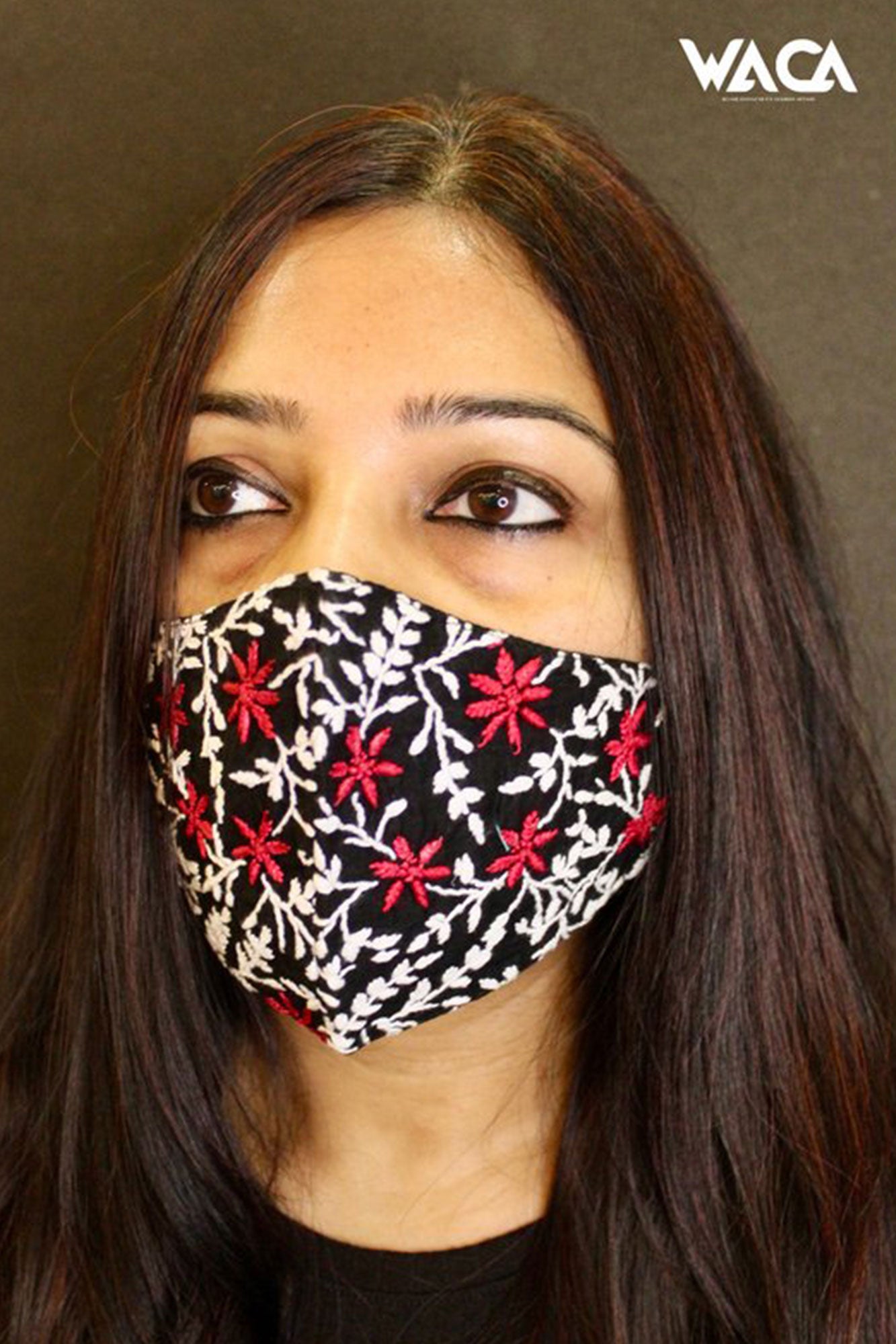 BLACK CHIKANKARI MASKS WITH COLOURFUL EMBROIDERY