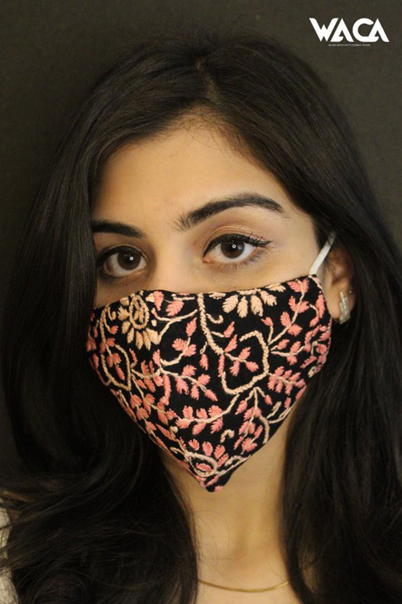BLACK CHIKANKARI MASKS WITH COLOURFUL EMBROIDERY
