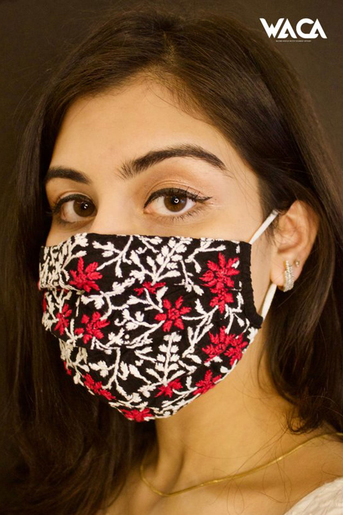BLACK CHIKANKARI MASKS WITH COLOURFUL EMBROIDERY 3PLY