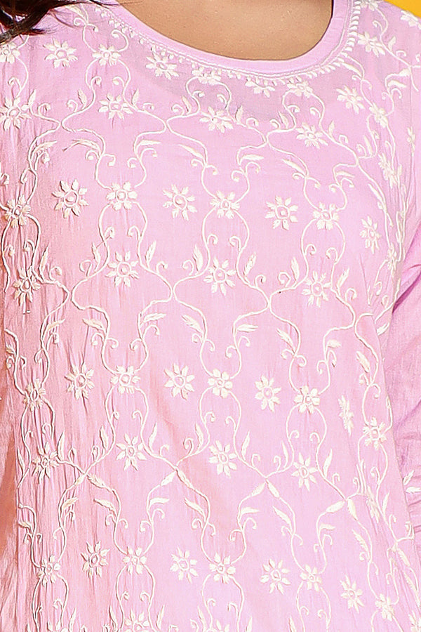 ORCHID PINK CHIKANKARI KURTA